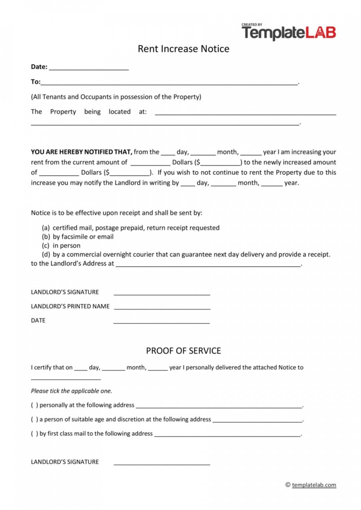 Free Printable Rent Increase Notice FREE Printable HQ