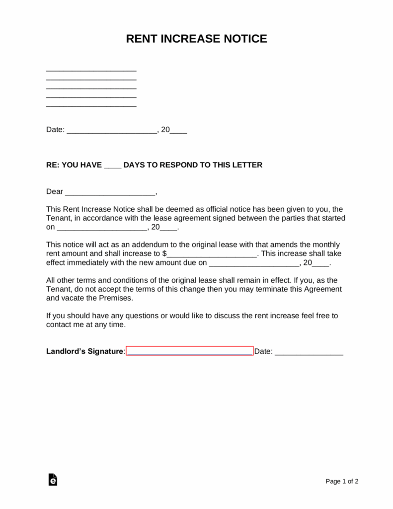 Free Printable Rent Increase Notice FREE Printable HQ