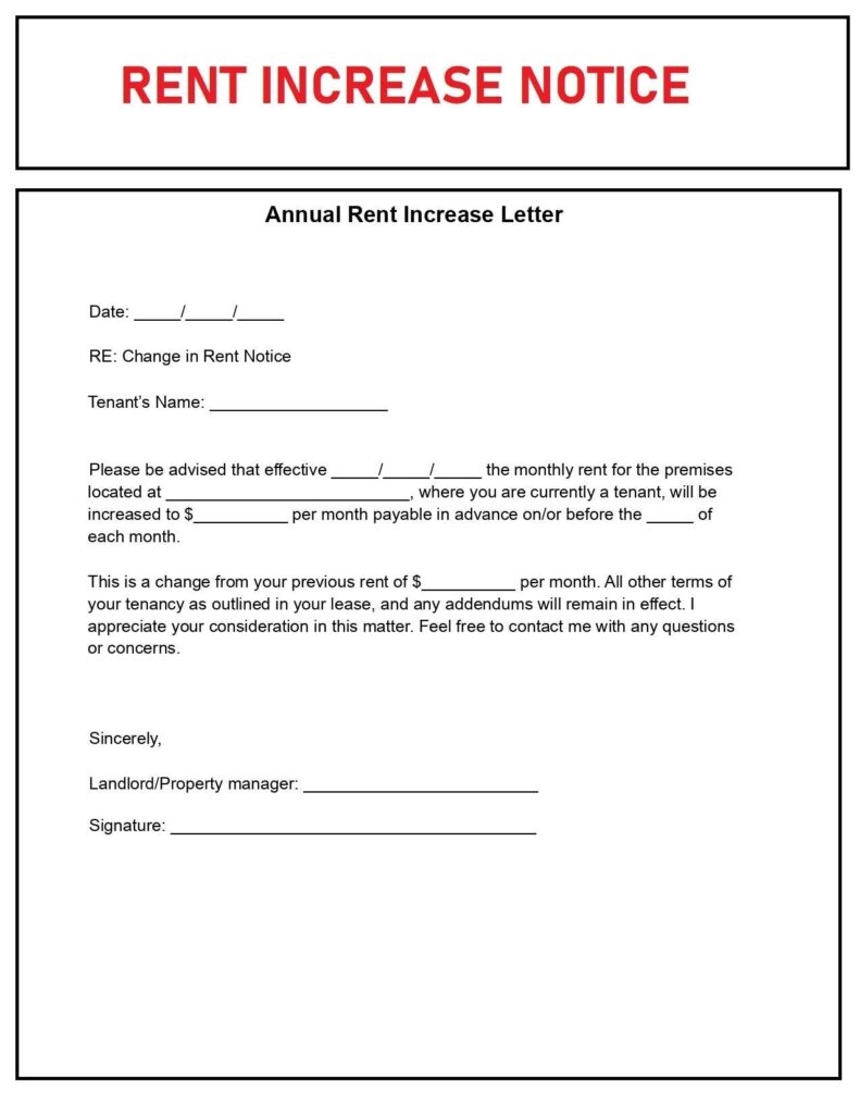 Free Printable Rent Increase Notice Free Printable Templates