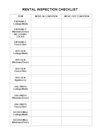 Free Printable Rental Inspection Checklist Form Printable Forms Free 