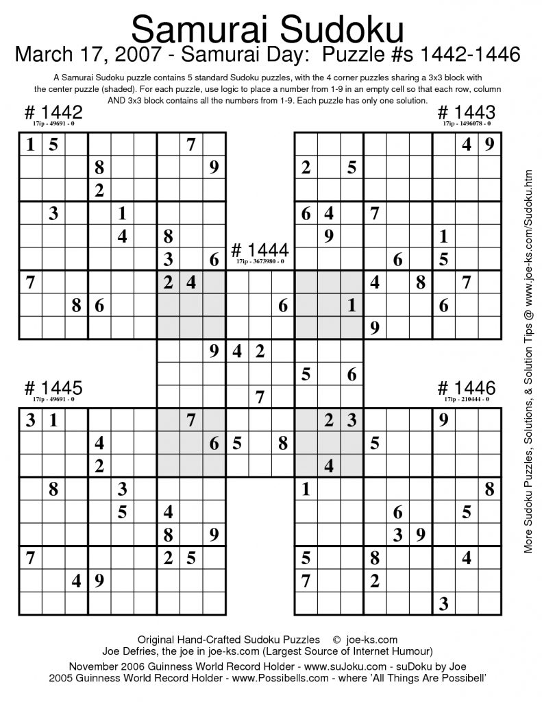 Free Printable Samurai Sudoku Puzzles Spellen Sudoku Puzzles Free 