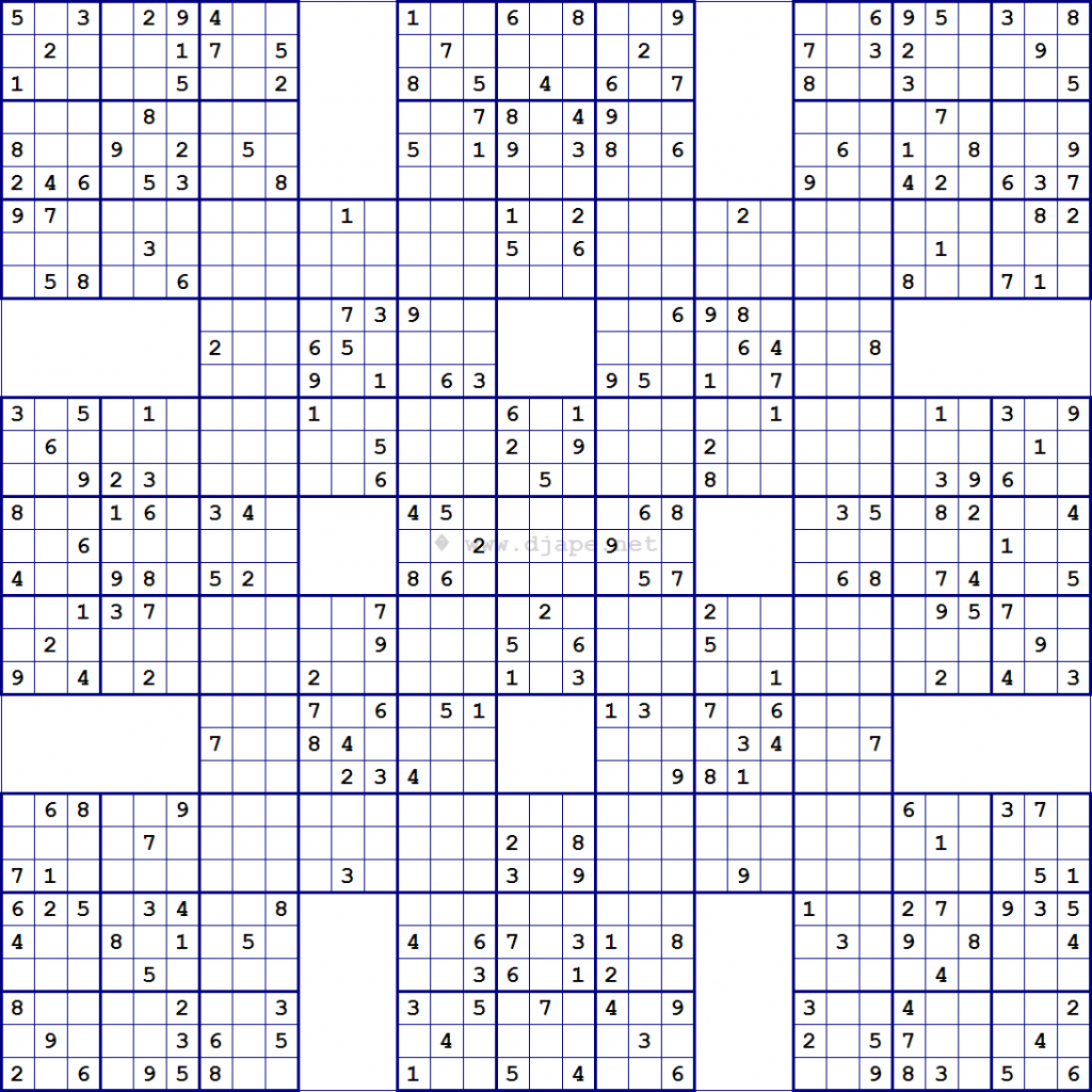 Free Printable Samurai Sudoku Puzzles Spellen Sudoku Puzzles Free