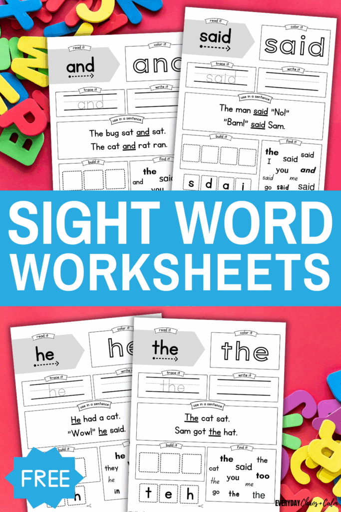 Free Printable Sight Word Worksheets Jethro Jeff