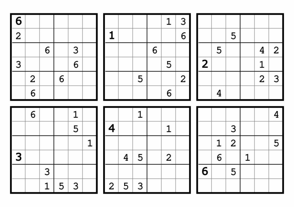 Free Printable Sudoku 6 Per Page Printable JD