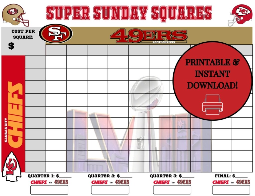 Free Printable Super Bowl 2024 Squares Image To U
