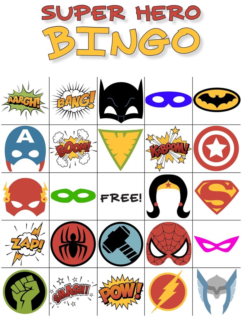 Free Printable Super Hero Bingo Party Superheld Feestje Printable 