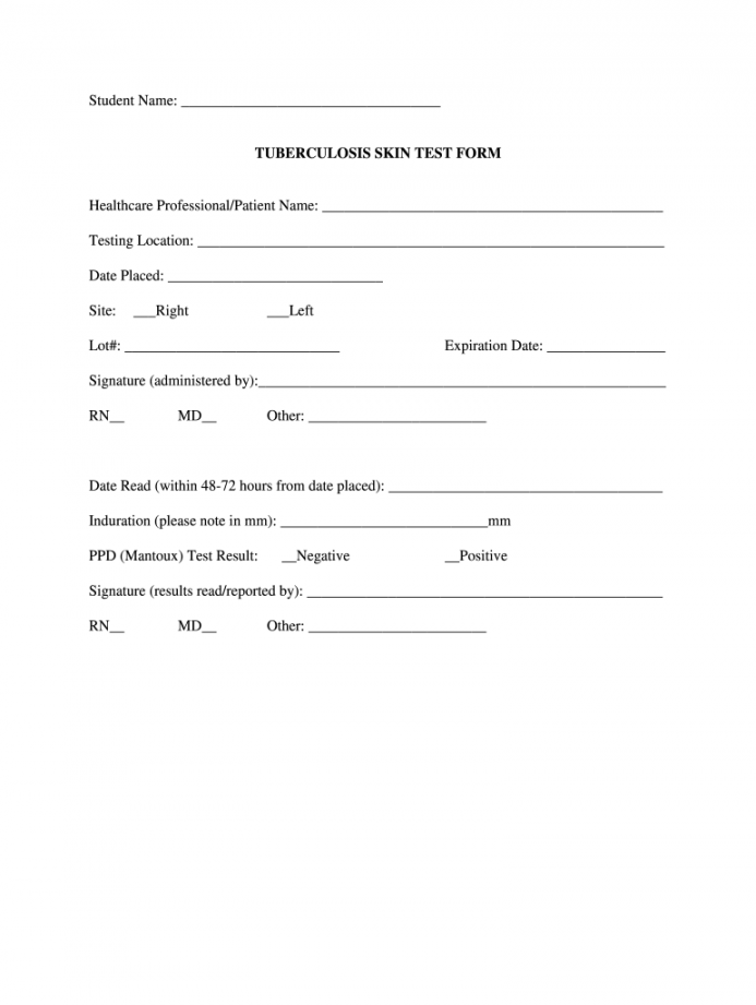 Free Printable Tb Skin Test Form FREE Printable A Z