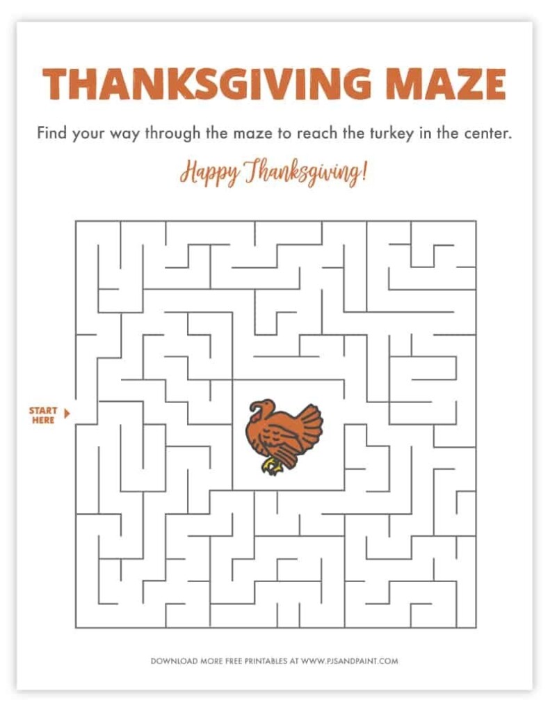 Free Printable Thanksgiving Maze