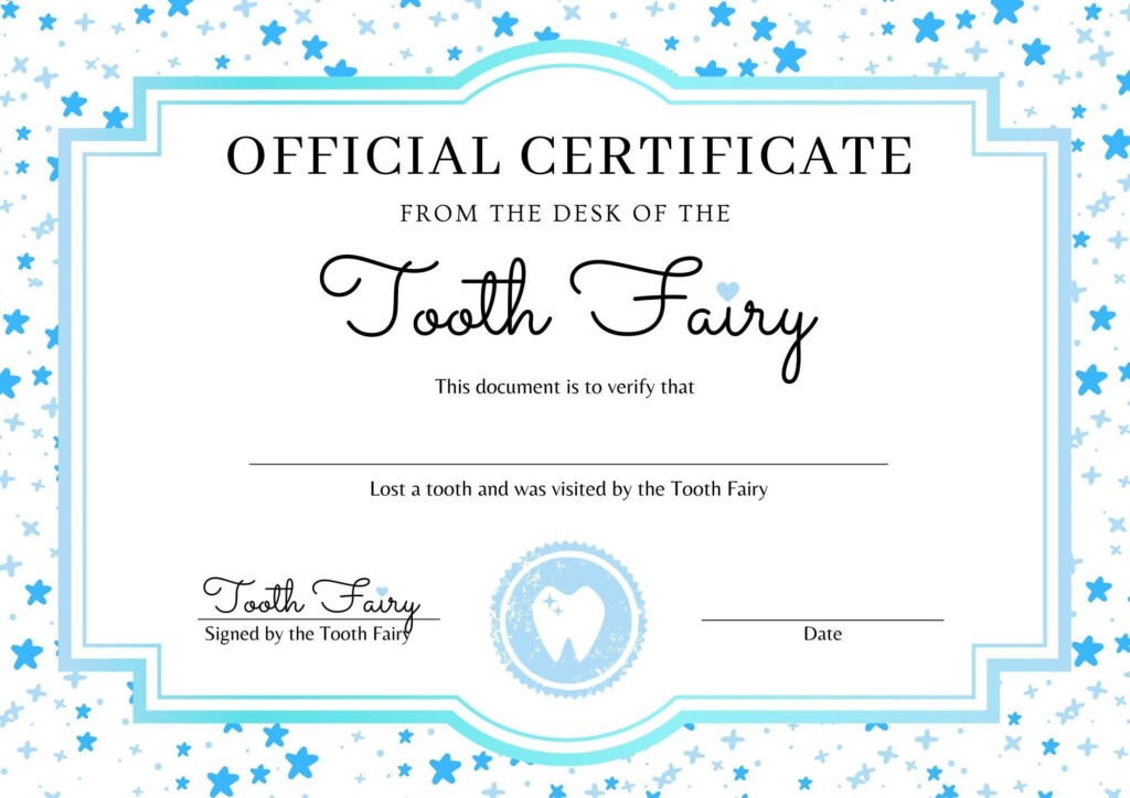 Free Printable Tooth Fairy Certificate Educational Printable Activities