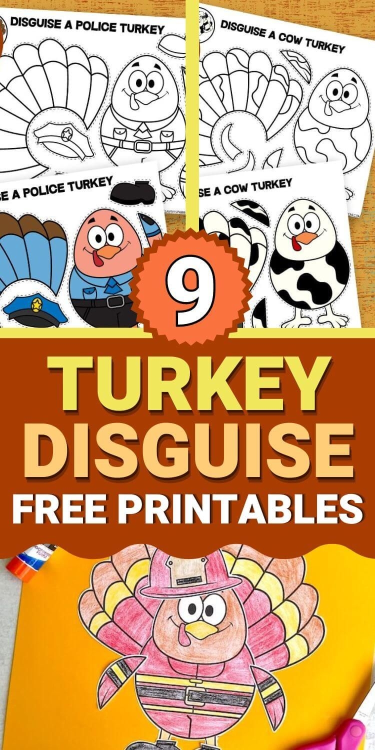 Free Printable Turkey In Disguise Crafts 9 Different Disguises