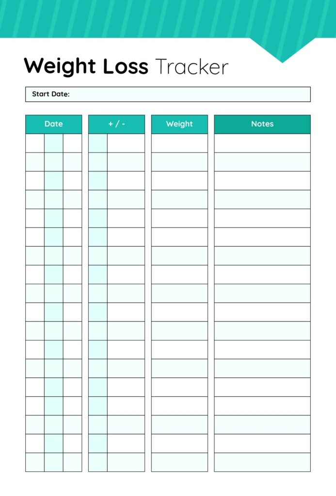 Free Printable Weekly Weight Loss Tracker Printable Templates 16592 
