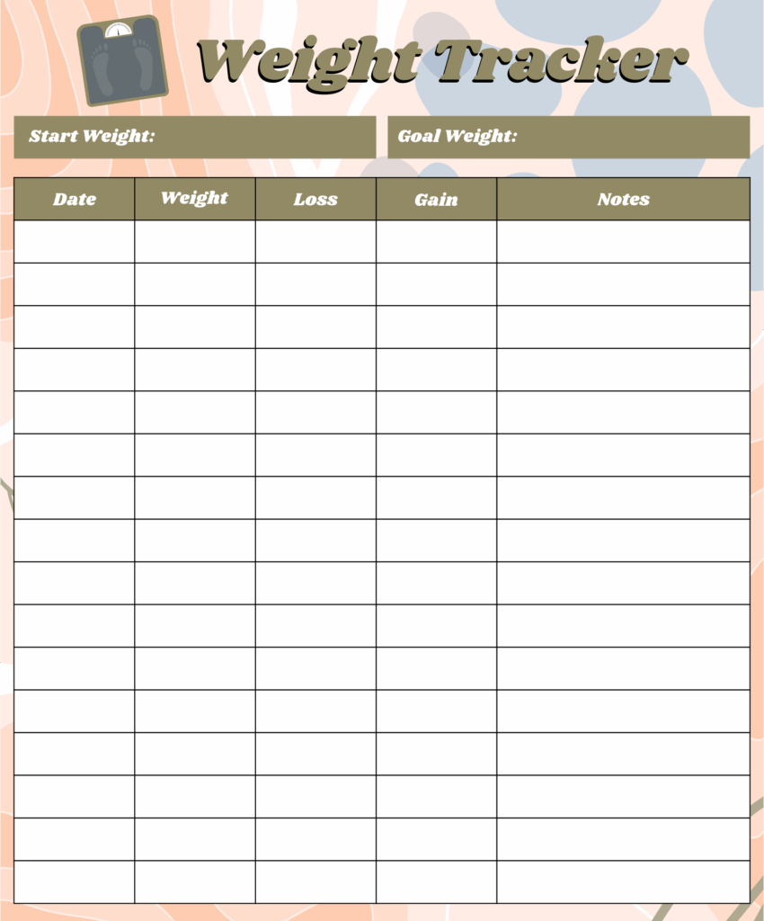 Free Printable Weight Loss Tracker Template Printable Templates