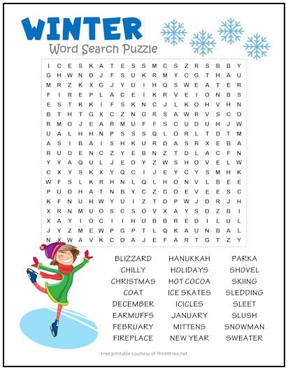 Free Printable Winter Word Search And Word Scramble 50 OFF
