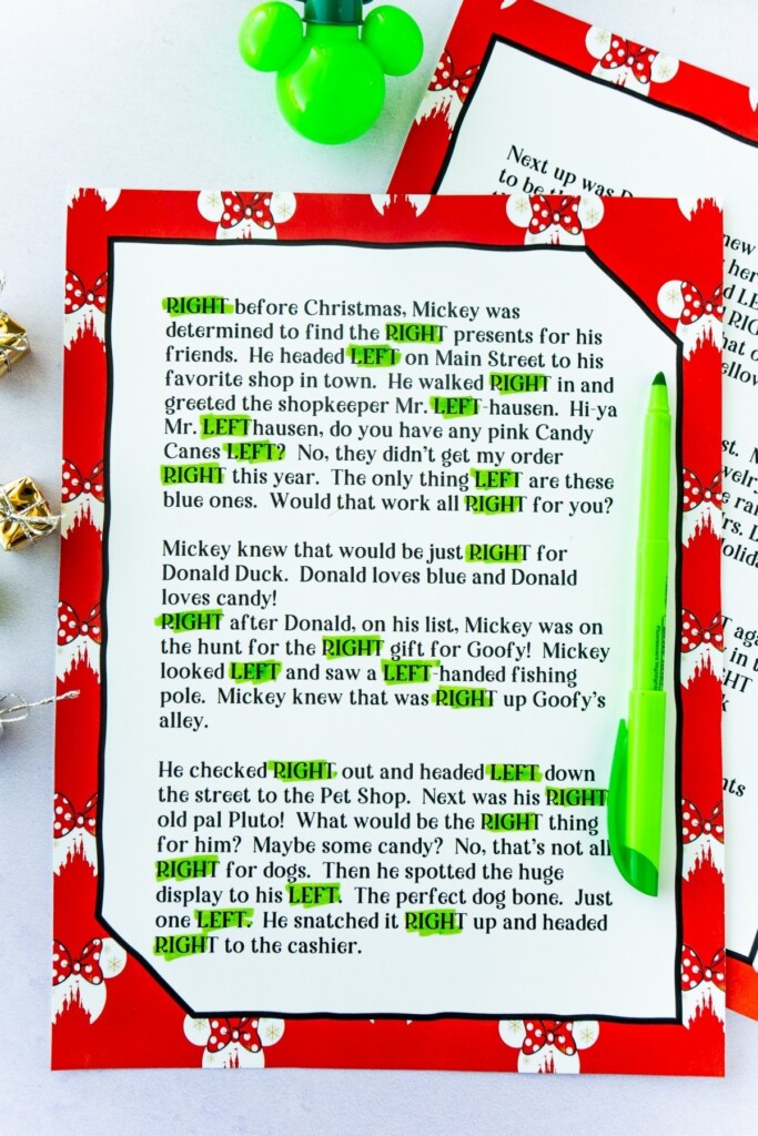 Free Right Left Christmas Game Printable FREE Printable A Z