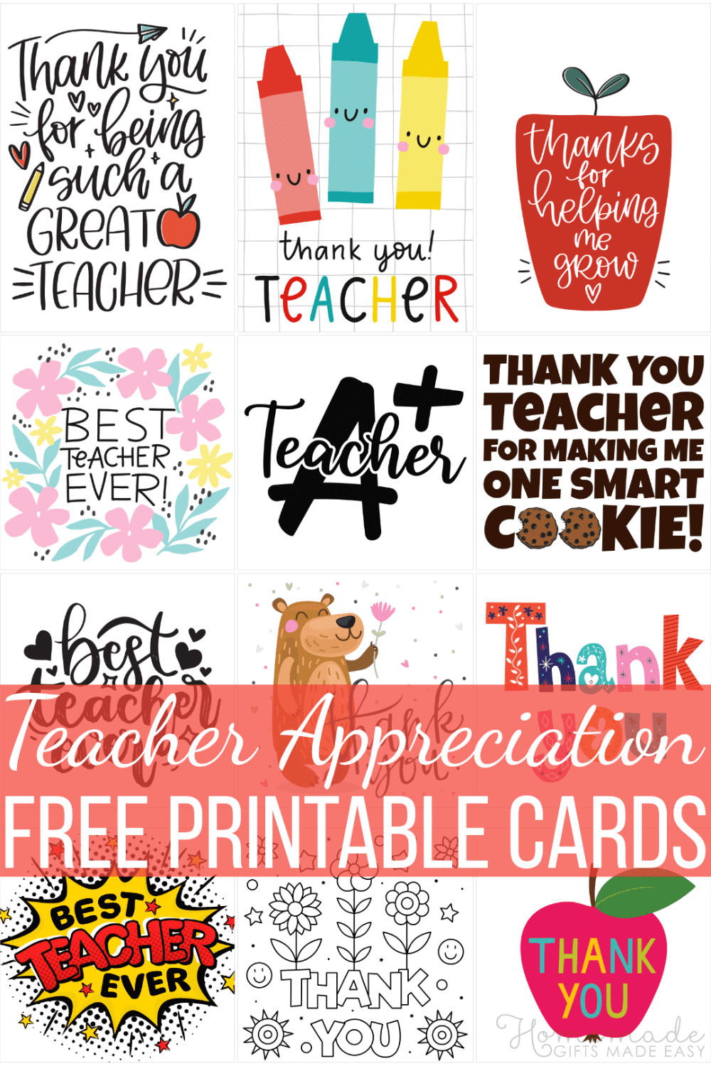 Free Teacher Appreciation Cards Thank You Cards For Teachers 2024