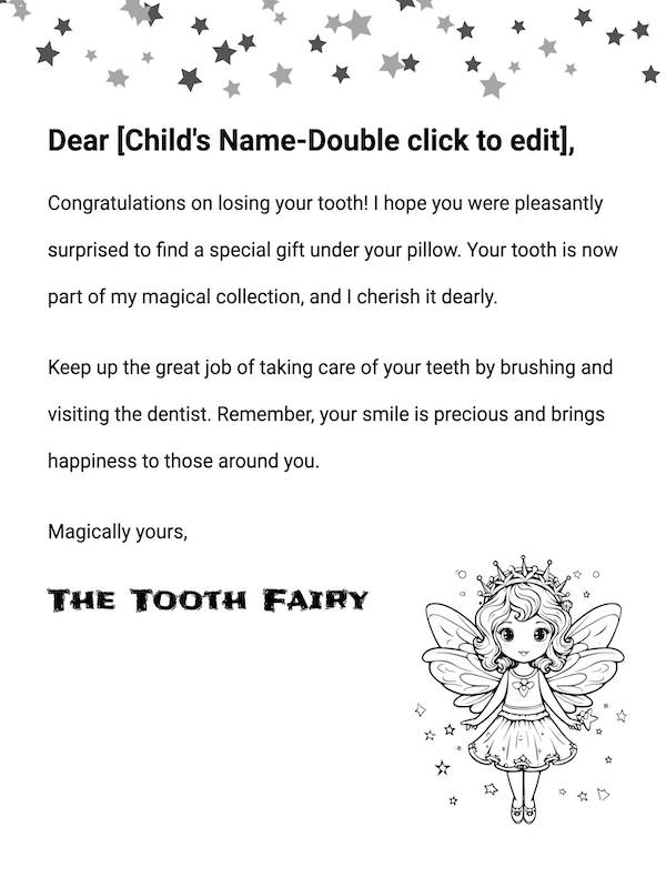 Free Tooth Fairy Letter Template Pdf Infoupdate