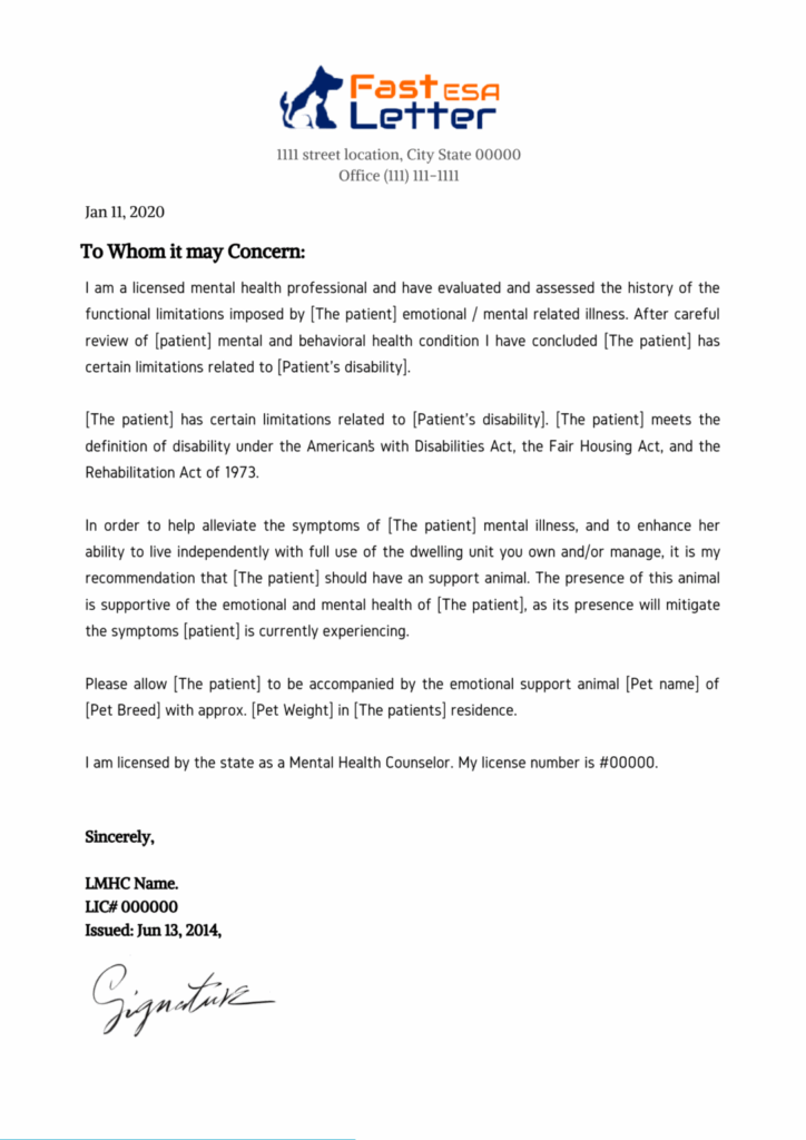 Get ESA Letter To Certify Your Emotional Support Animal Fast ESA Letter 