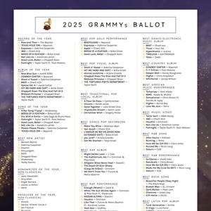 Grammy Awards 2025 Printable Etsy