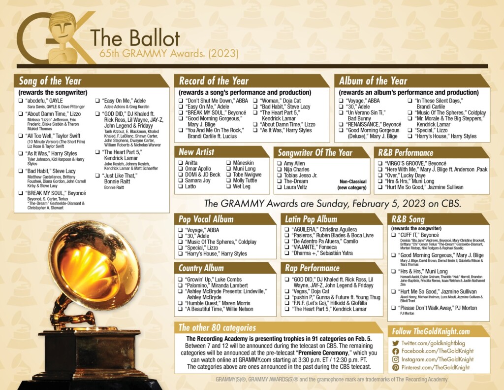 Grammy Ballot 2024 Printable Printable Calendars AT A GLANCE