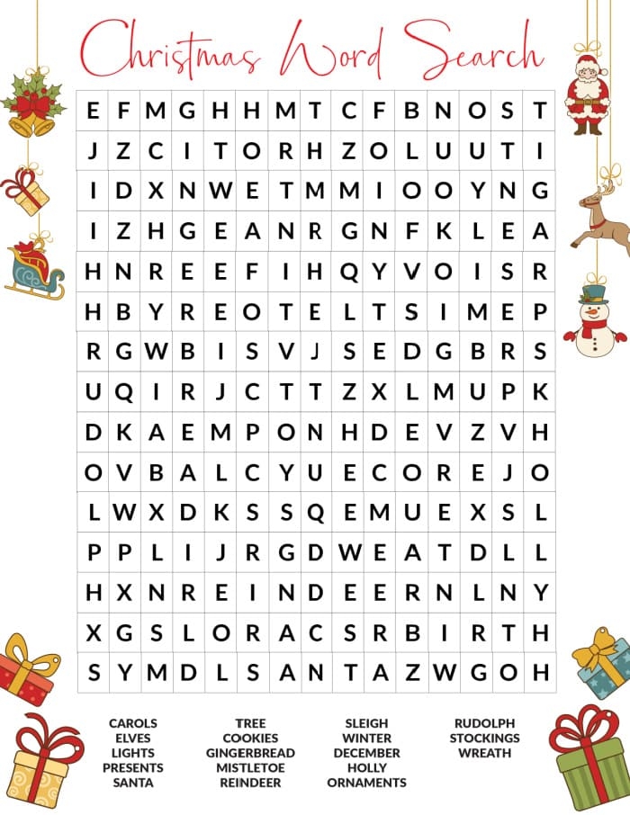 Hard Christmas Word Search Free Printable Pdf Free Printable Template