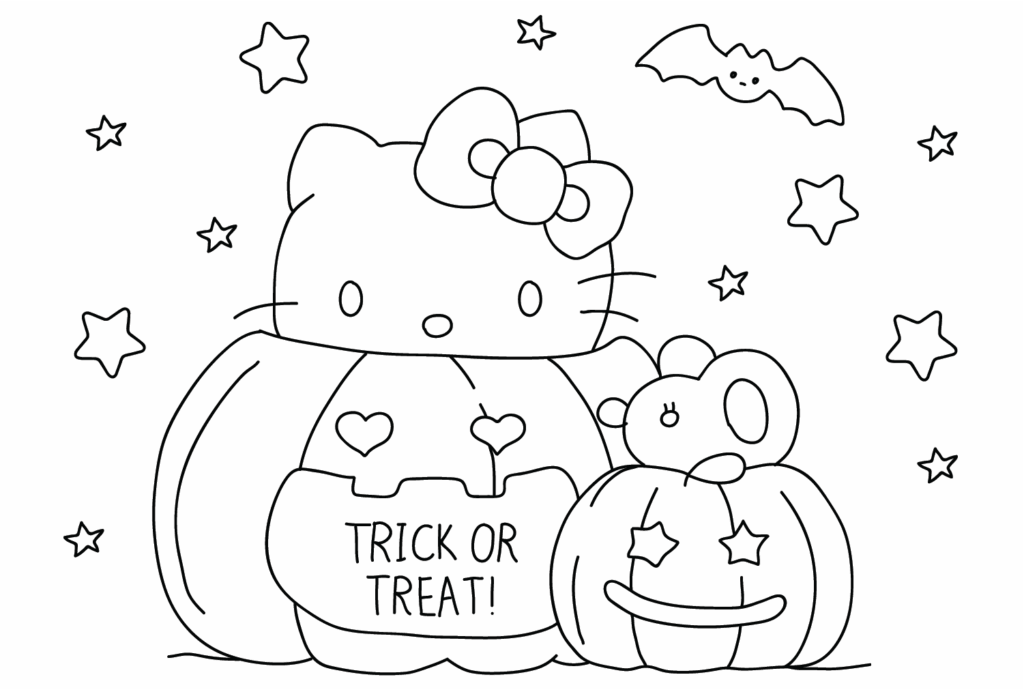Hello Kitty Witch Free Printable Coloring Pages