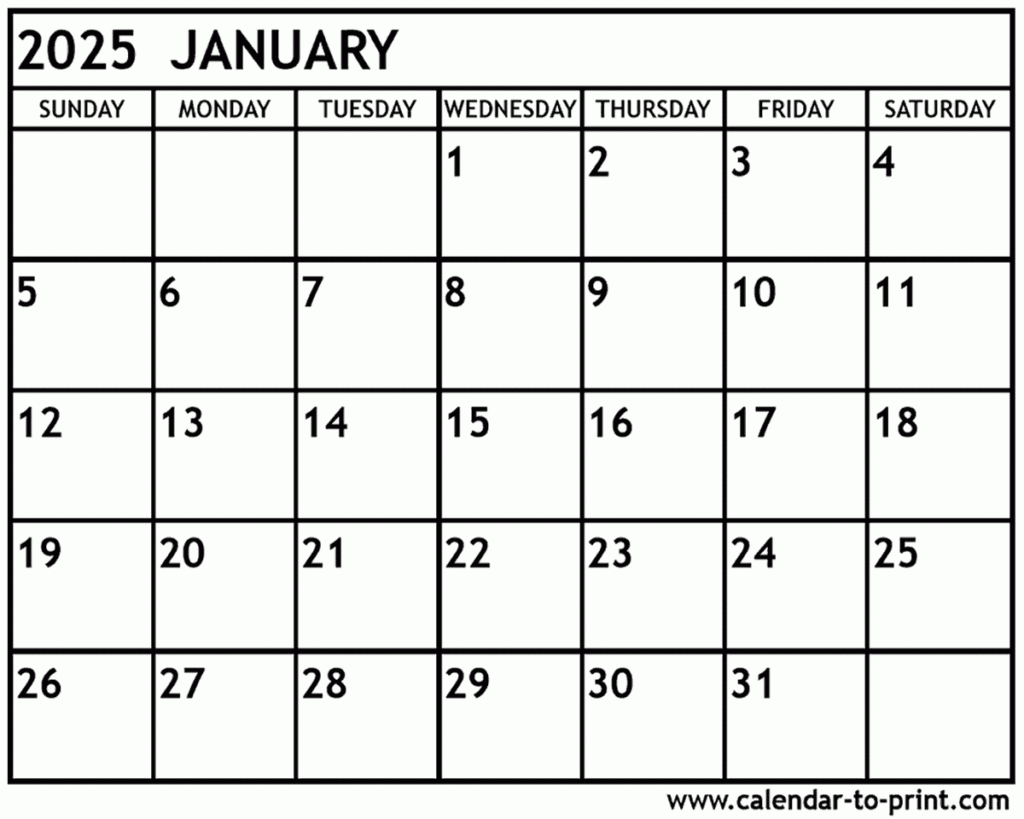 January 2025 Calendar Pdf Printable Mads F Skov