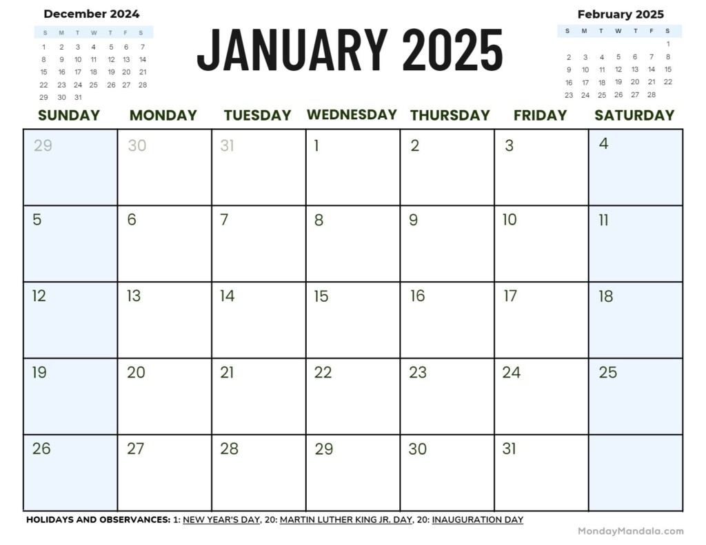 January 2025 Printable Calendar Free Pdf Carl M Mann