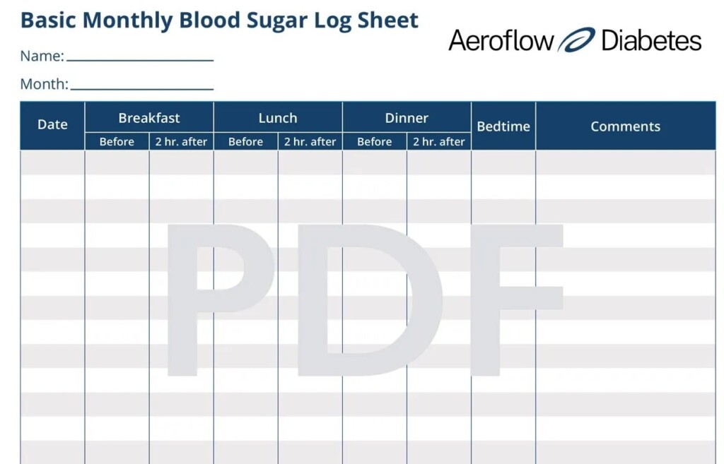 Large Print Free Printable Blood Sugar Log Sheet