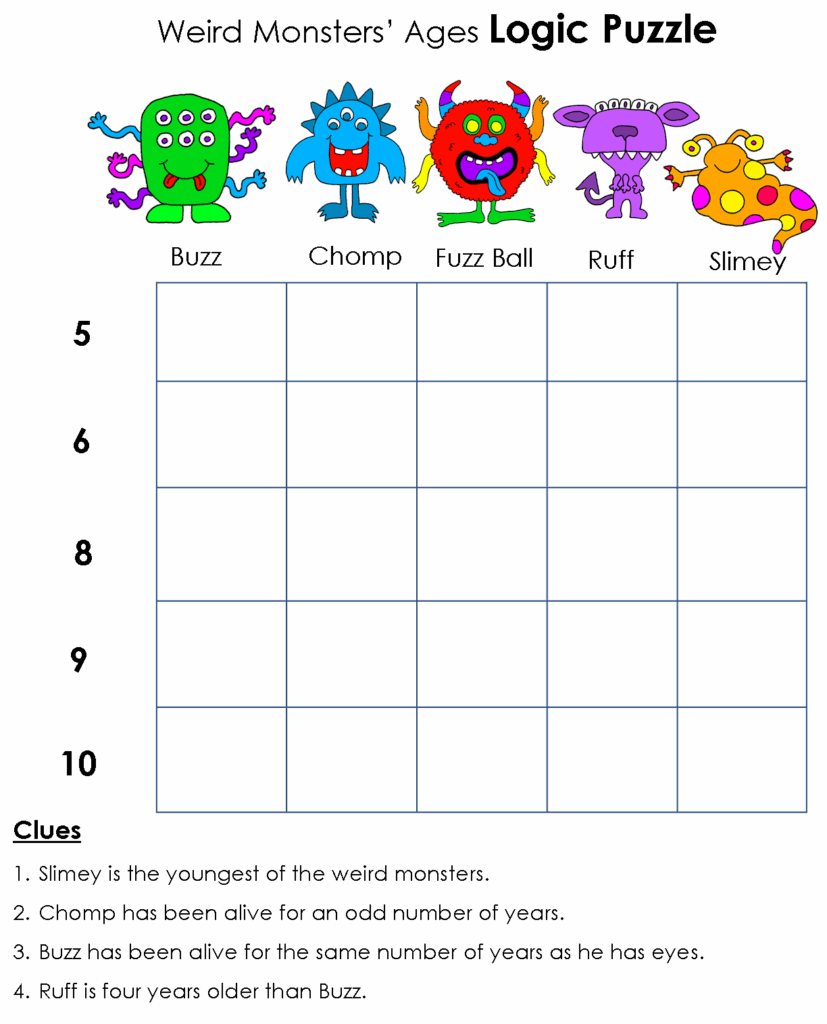 Logic Puzzles Game Printable Printable Logic Puzzles