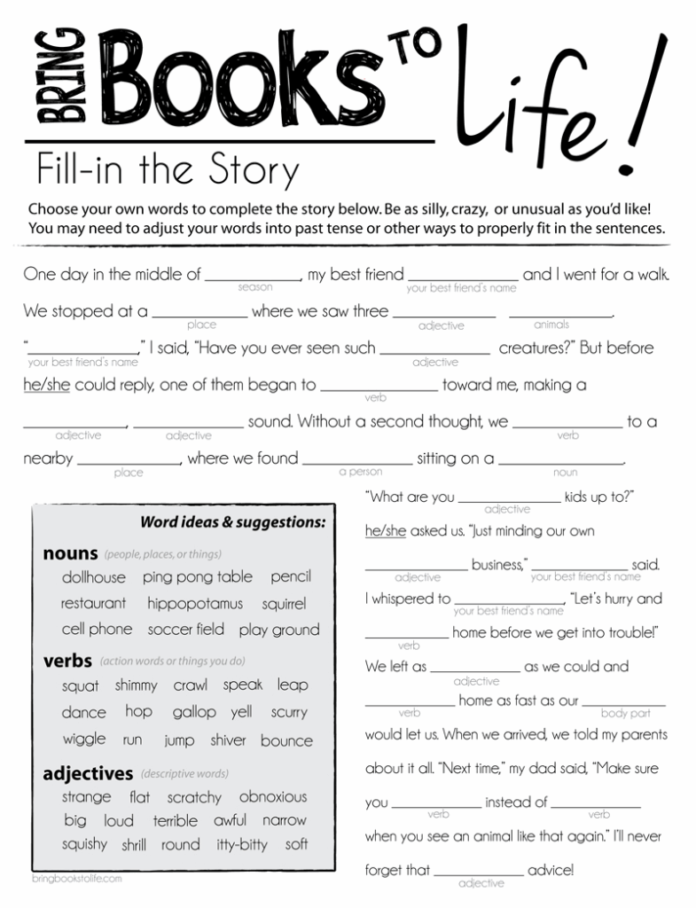 Mad Libs Printable Free Printable Madlibs
