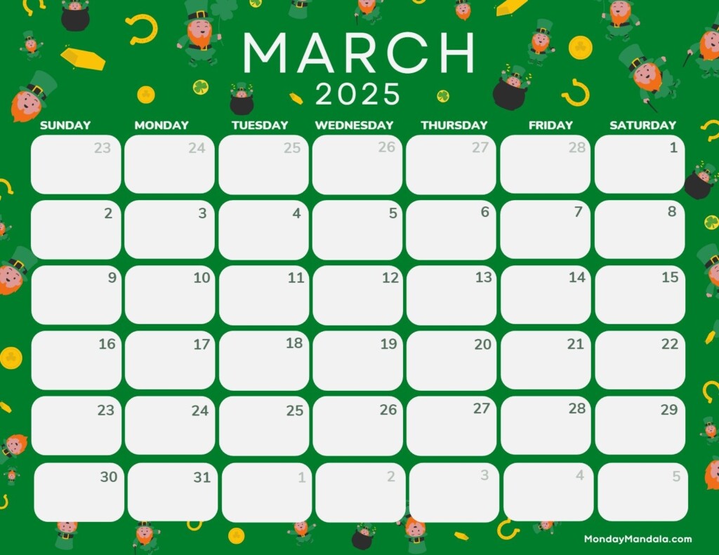 March 2025 Calendar Printable Landscape Design Foremost Notable 