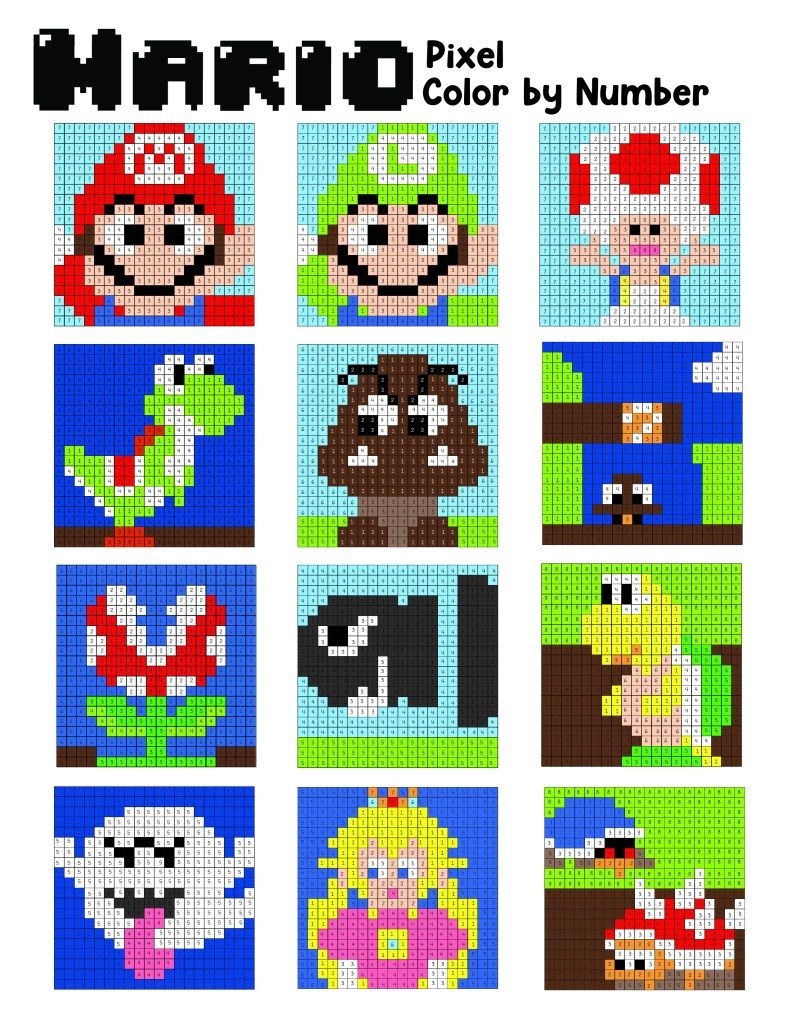 Mario Bros Free Printable Pixel Art FREE Printables