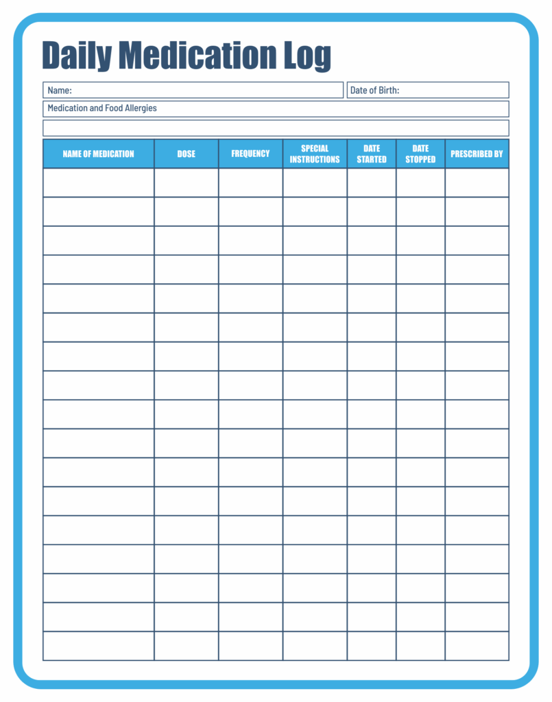Medication Sheet 10 Free PDF Printables Printablee Medication Log 