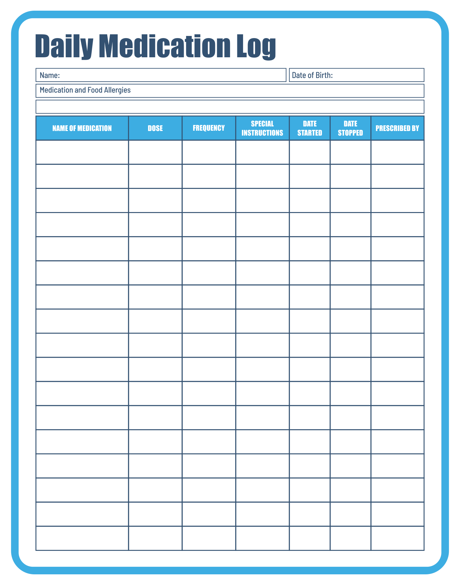 Medication Sheet 10 Free PDF Printables Printablee Medication Log