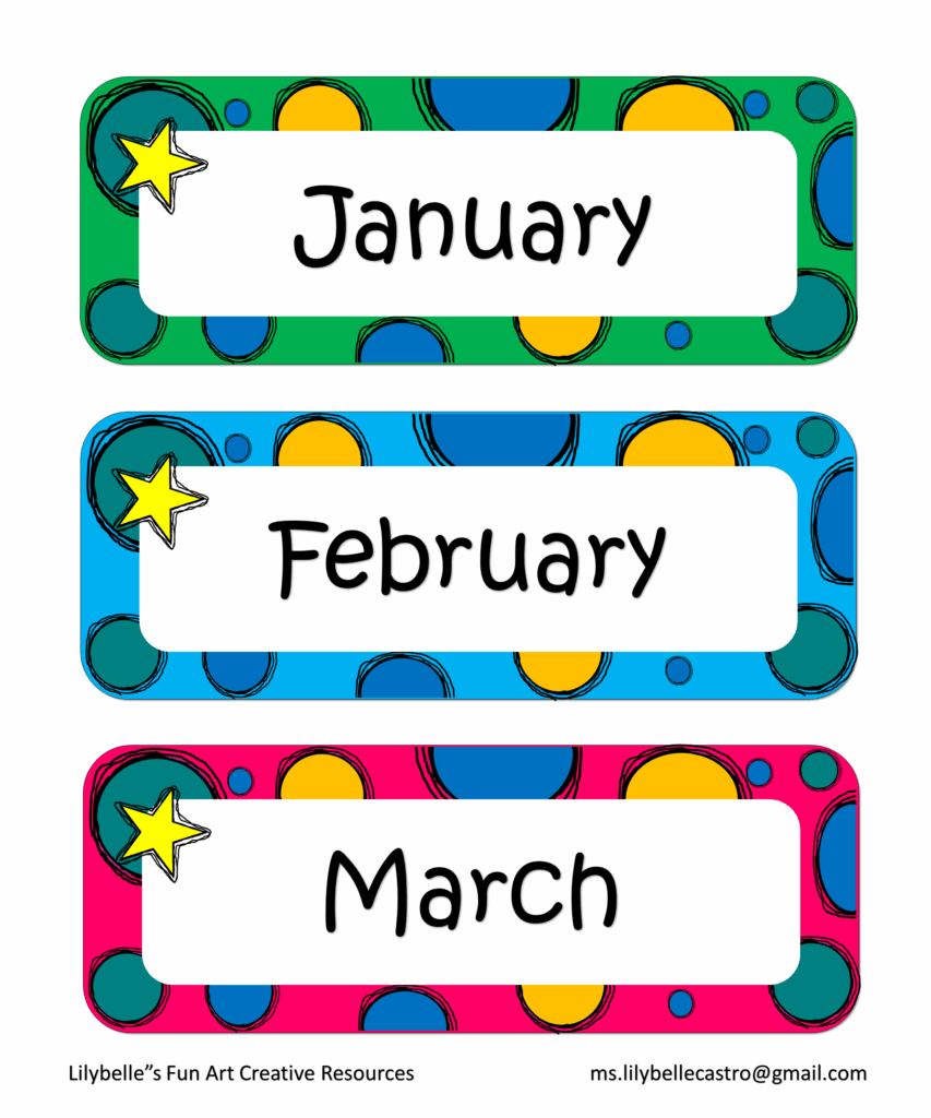 Months Of The Year Printables Free Months Of The Year Printable Chart