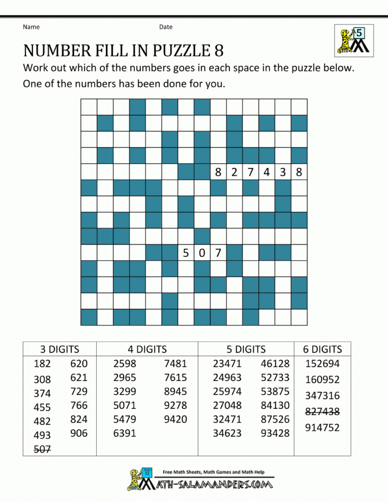 Number Fill In Puzzles Free Printable Fill In Puzzles Online Free 