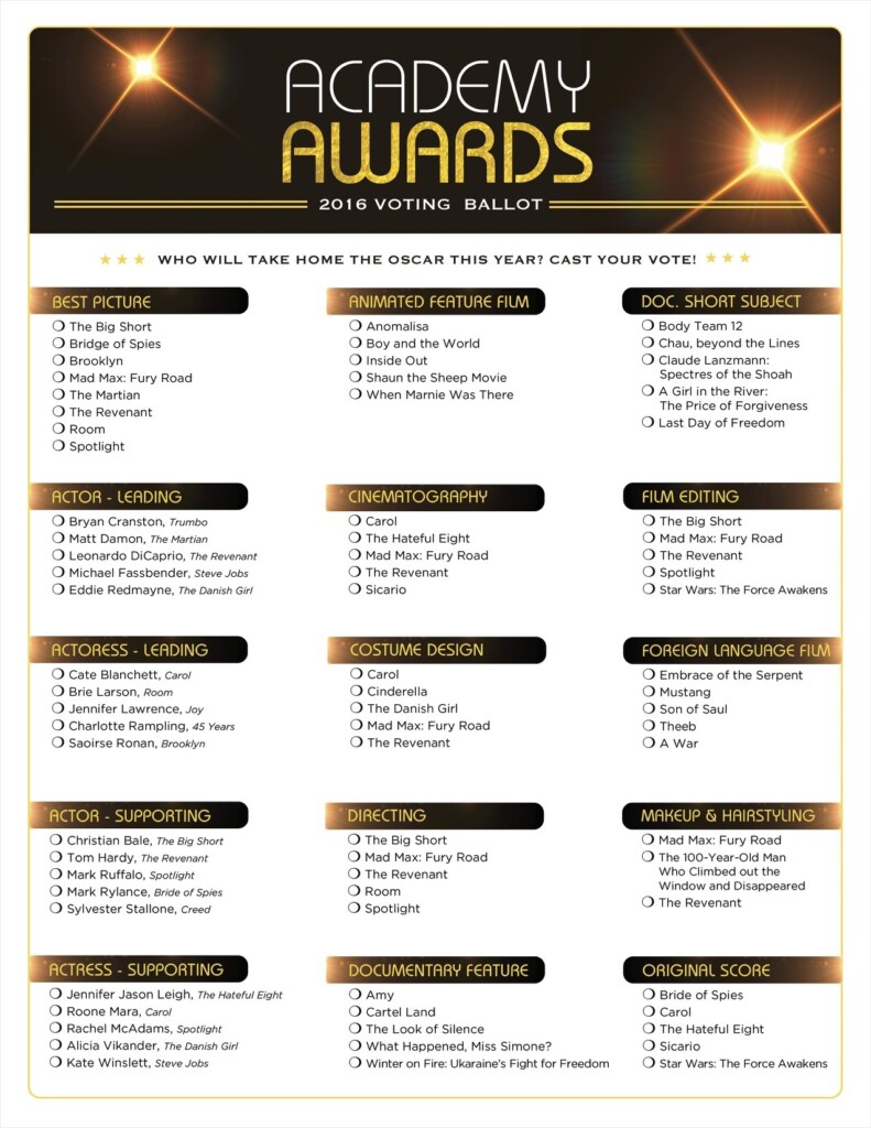 Oscar Ballot 2025