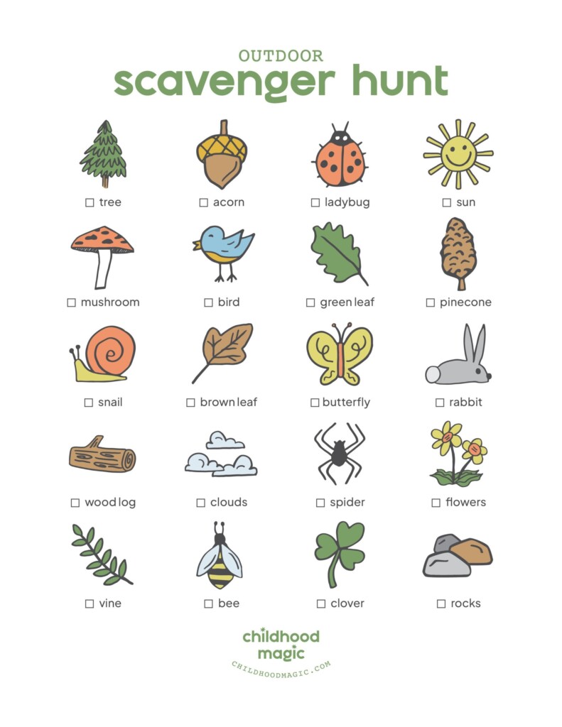 Outdoor Scavenger Hunt Free Printable Childhood Magic Worksheets 