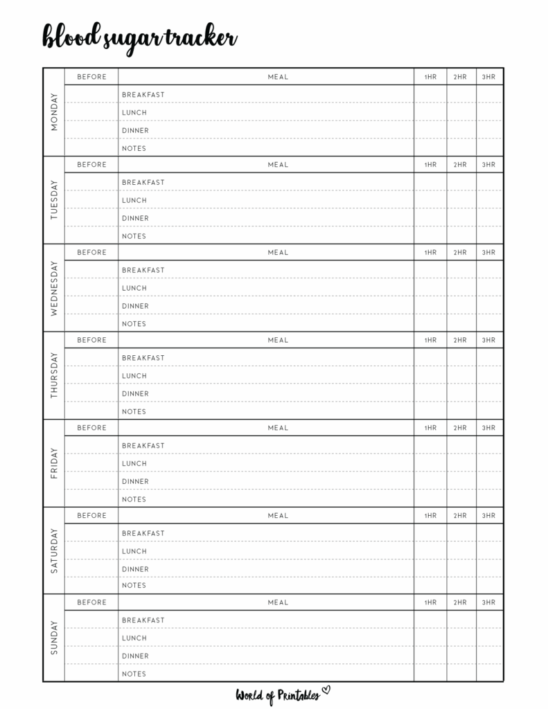 Patient Glucose Log Free Printable FREE Printables