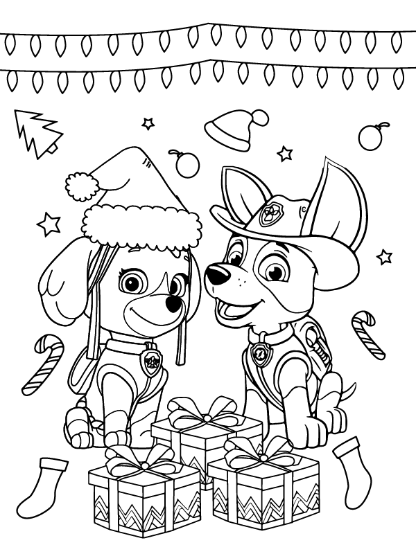 Paw Patrol Christmas Coloring Pages Free Printable Printable Coloring