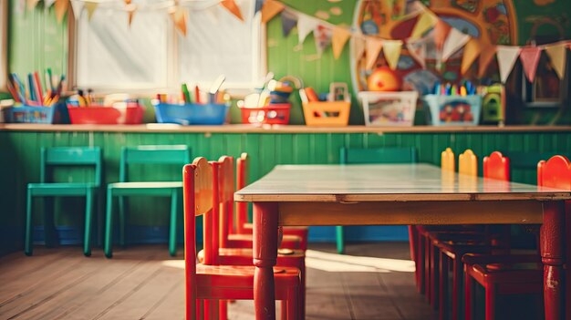 Premium Photo Childs Table And Chairs In Playroom For Creative Play 