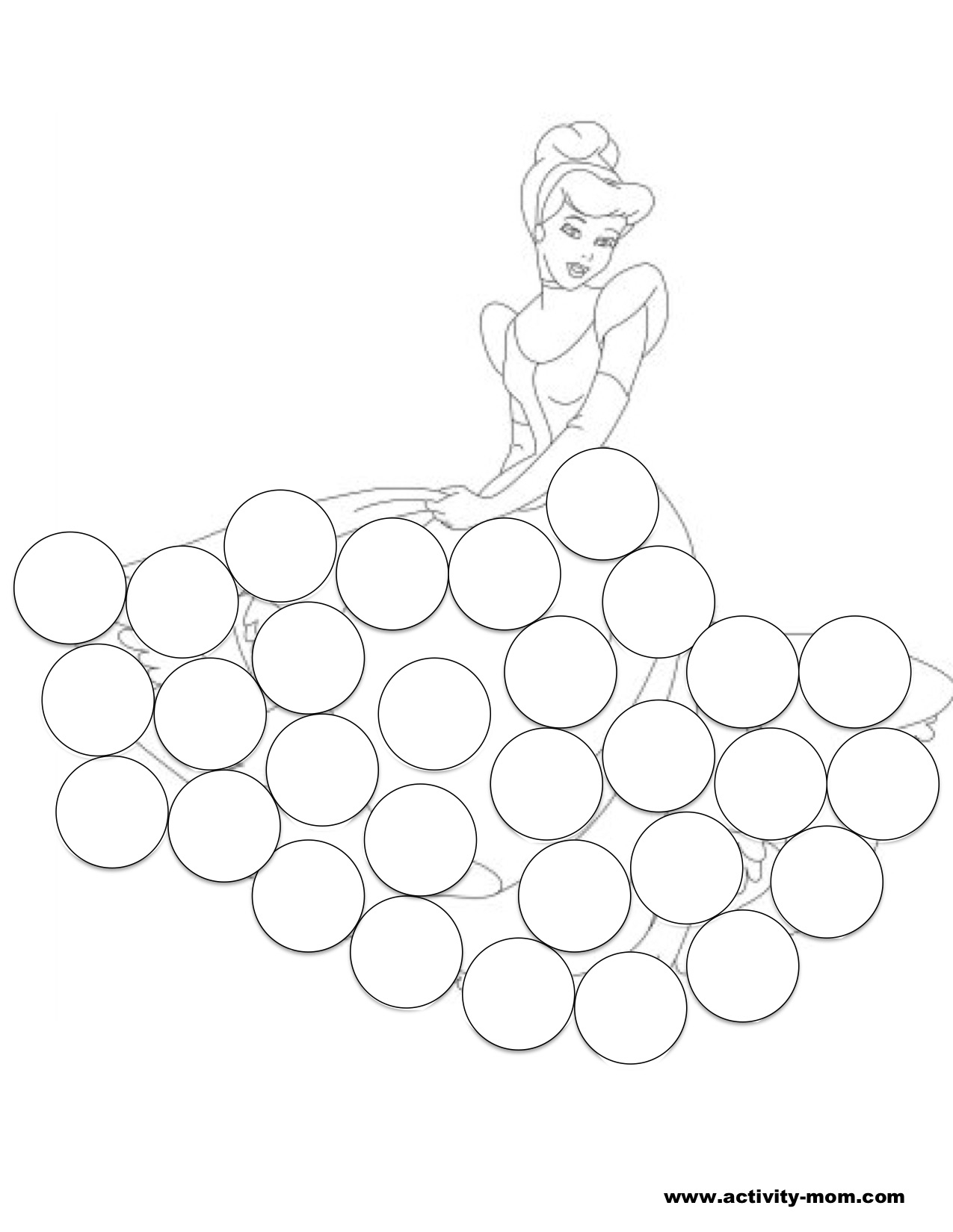 Princess Dot Marker Pages printable Activity Mom Coloring Nation