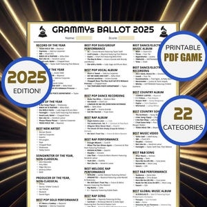 Printable 2025 Grammy Ballot Etsy