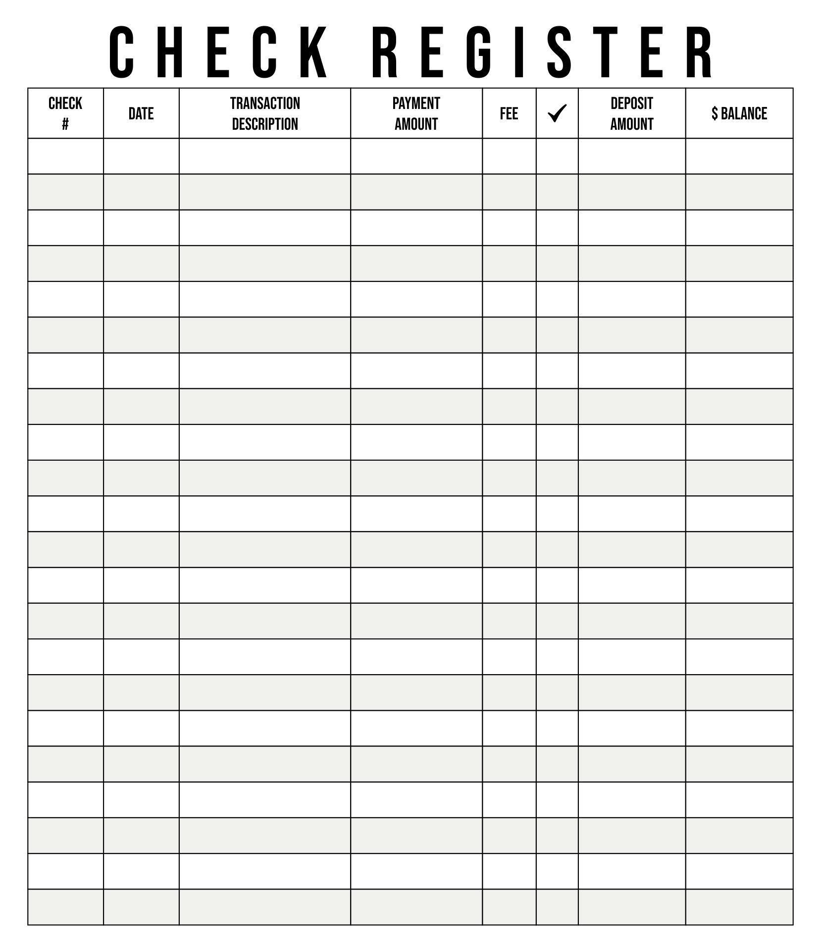 Printable Blank Check Register Template In 2025 Printable Check