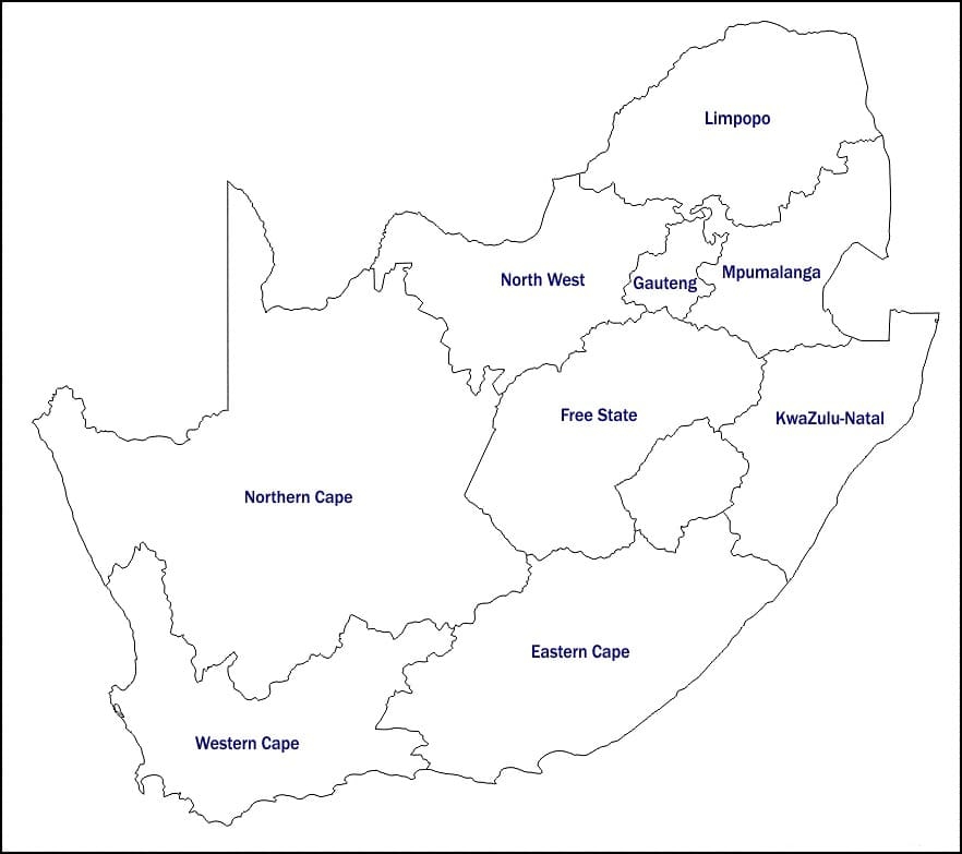Printable Blank Map Of South Africa Free Download And Print For You