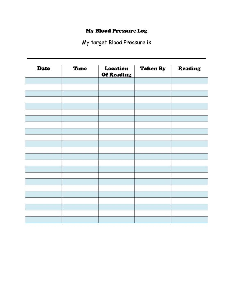 Printable Blood Pressure Log Jzamenu