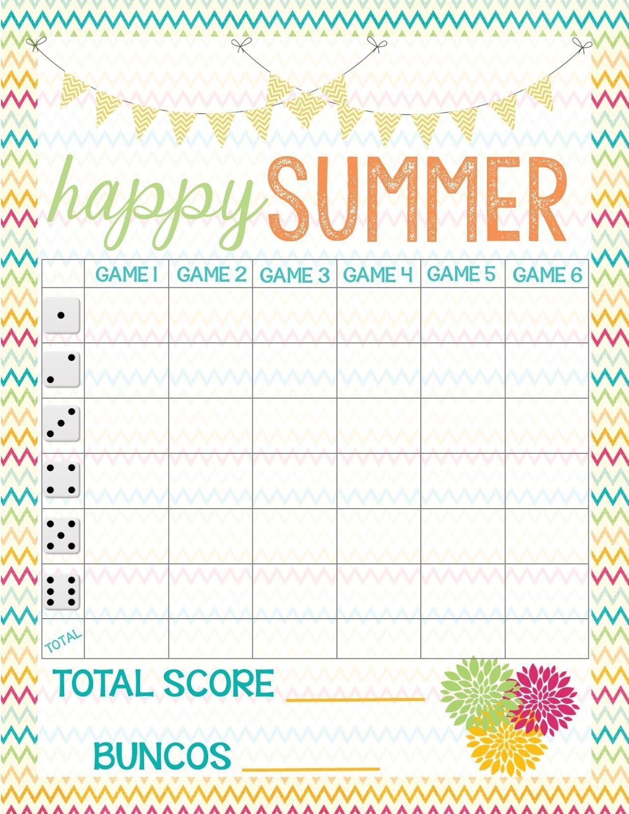 Printable Bunco Score Cards Free Free Printable