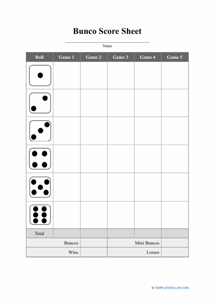 Printable Bunco Score Sheets Infoupdate