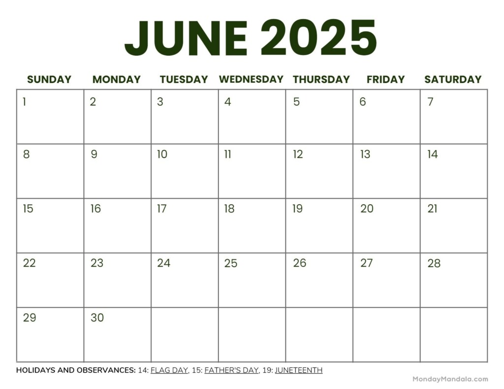 Printable Calendar June 2025 Free Marie D Knudsen