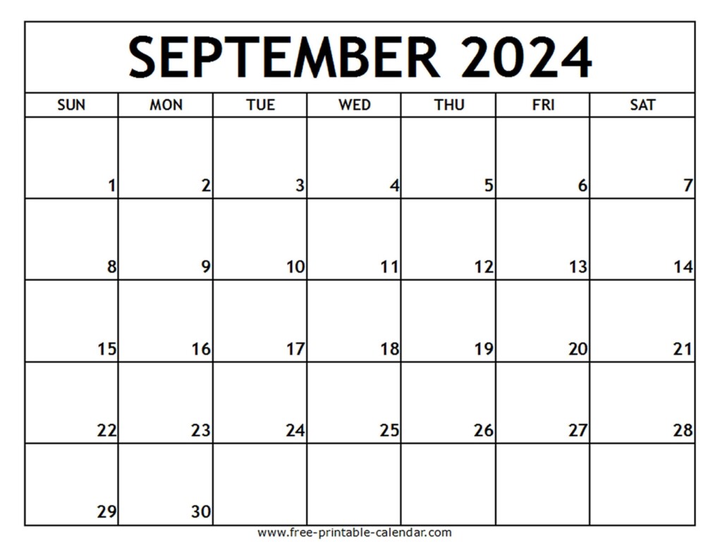 Printable Free September 2024 Calendar Printable Calendar 2024